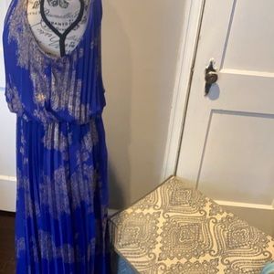 MSK Royal blue & Gold Flowers, Size 6, long Gown